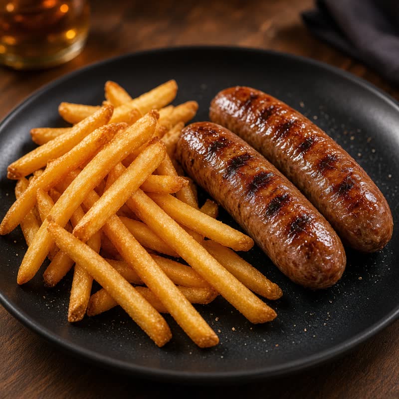Fries with wurstel